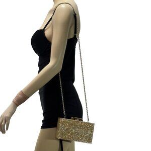 Fornash Women's Acrylic Gold Glitter Clutch Chain Strap magnetic Closure